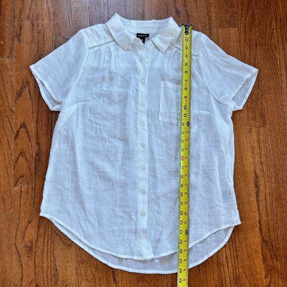 Torrid Women’s Blouse Size 0 Large White Lindsay Crochet Inset Button-Down Shirt - Picture 6 of 12